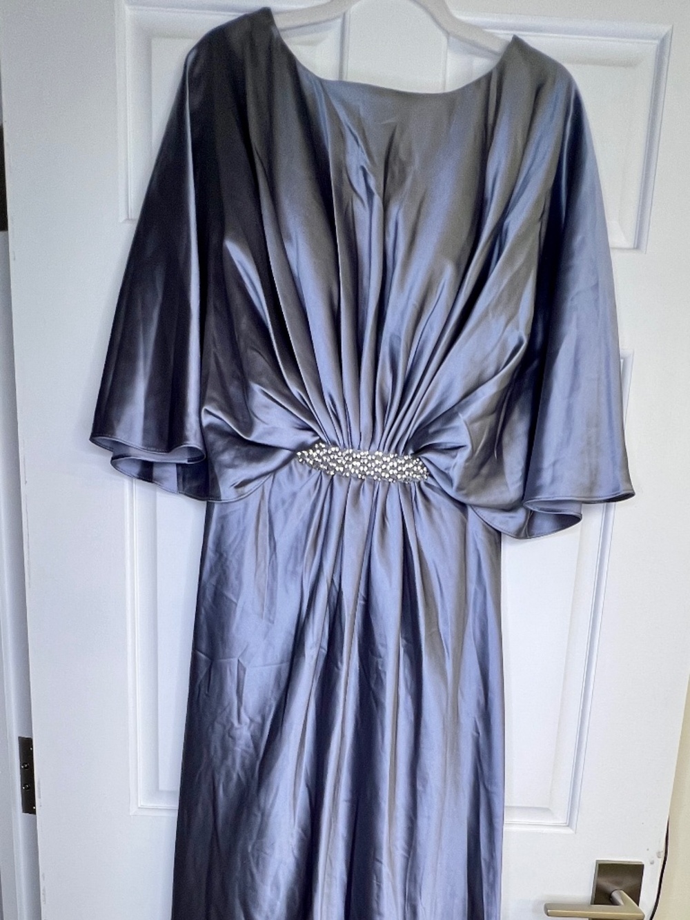 NWT Terani Couture Bluish Silver Formal Gown Size 8